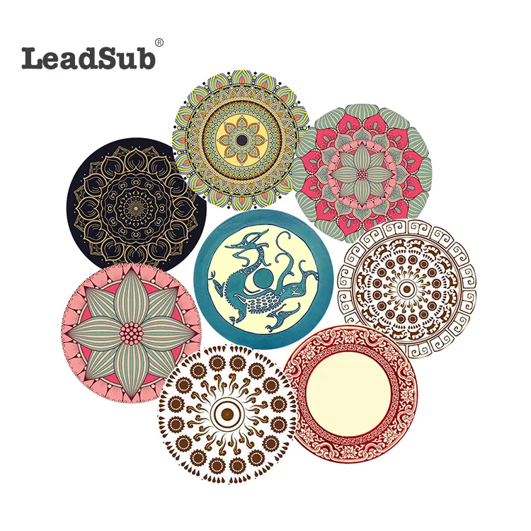 China fornecedor Leadsub 2022 Amazon quente-venda sublimação projeto mandala coaster redondo de cerâmica com rolha de volta