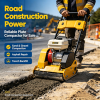 Compacteur à plaques portatif avec marche avant et arrière, équipement de compactage pour les coins de fossés étroits et les travaux en espaces restreints