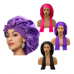 Gorro de Dormir Extra Grande de Satén de Seda con Banda Elástica para Mujeres con Cabello Largo y Rizado - Product Image 1