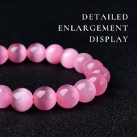 Bracelet en pierre œil de chat rose, bijoux perlés tendance pour femmes et hommes, à porter au quotidien, cadeaux, fournisseur d'accessoires en gros, vente au détail, magasins B2B