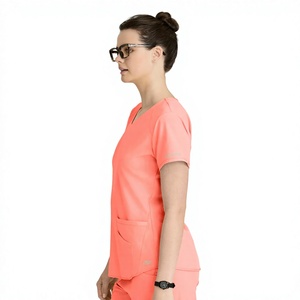 Ensemble de blouses médicales écologiques pour femmes, col en V, en polyester/coton tissé extensible, détection d'aiguilles, pour hôpital - Product Image 1