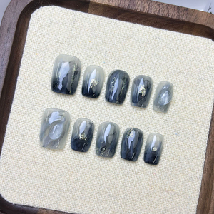 Chất Lượng Cao 10Pcs Ngắn Vuông Mềm Gel Acrylic Móng Tay Giả Handmade Báo Chí Thiết Kế Cho Ngón Tay Ứng Dụng Nghệ Thuật Mới Bán Buôn - Product Image 4