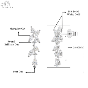 Newest Product Handcrafted 18K Solid White Gold Dangle <b>Earrings</b> Pear Marquise & Round Brilliant Cut Stones Luxury <b>Fine</b> <b>Earring</b> - Product Image 3