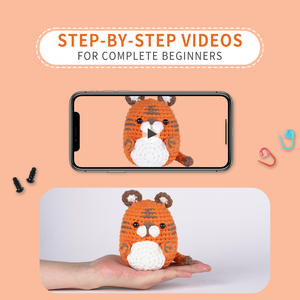 Soporte de personalización Animal Crochet <span class=keywords><strong>Kit</strong></span> de ganchillo para principiantes Mini Tigre Crochet Starter <span class=keywords><strong>Kit</strong></span> con video - Product Image 4