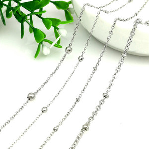 Stainless Steel O-Shaped Flattened <b>Chain</b> Ball Bead Necklace Clavicle <b>Chain</b> Unisex Fashion Jewelry - Product Image 1