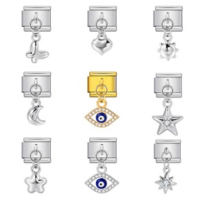 Conjunto de Pulseras de Moda con Dijes en Tono Plata y Oro, Colgante de Corazón, Estrella, Luna y Ojo Turco, Joyería Unisex, Accesorio de Regalo - Product Image 1