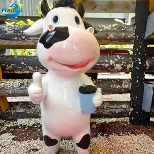 Sculpture de vache laitière réaliste en fibre de verre - Statue d'animal de ferme artistique peinte à la main pour les jardins, la décoration intérieure et comme cadeau pour les amateurs d'art - Product Image 1