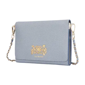 Blu Flut benutzer definierte Logo Leder Umhängetasche Frauen Vintage Leder Clutch Tasche kleine Umhängetasche für Dame