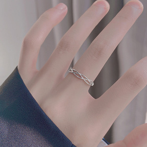 Geometric Line Ring Silver Plated Minimalist Design Open Index Finger Women's Jewelry Gift - Product Image 3