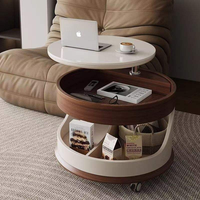Ensemble de table basse ronde en bois de luxe moderne avec tiroirs multifonctions et rangement pour le salon, meubles de maison