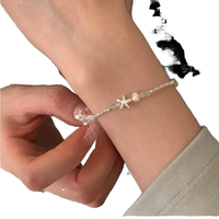 Bracelets en argent sterling 925 avec charme océanique mignon et perle &amp;   Pendentifs étoiles de mer, chaîne perlée, bijoux de plage pour femmes, cadeau d'été