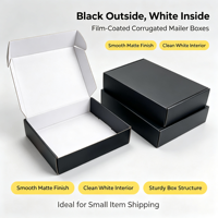 Boîte d'expédition noire laminée, couleur unie premium minimaliste, emballage d'expédition extra-résistant et épaissi