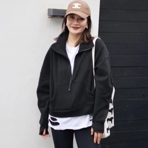 <span class=keywords><strong>Pull</strong></span> doublé Lulu <span class=keywords><strong>Original</strong></span> Label à col montant et demi-fermeture éclair, en polaire ample, pour le yoga, veste de sport brodée décontractée pour <span class=keywords><strong>femme</strong></span> - Product Image 2