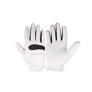Guantes de golf con diseño de muñeca negra de cuero blanco completo para mujer, guantes de golf de piel de oveja con logotipo de goma personalizado, cuero genuino - Product Image 6