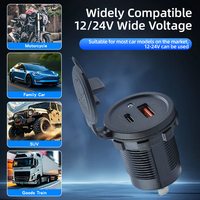 Soket Pengisi Daya Mobil USB Baru Dual Type-C 3.1A Port USB-A Tahan Air dengan LED Pengisian Cepat 12V/24V untuk Adaptor Moto