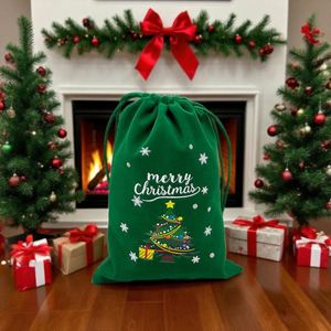 Bolsa de Navidad de Terciopelo con Cordón y Logotipo Personalizado, para Dulces, para Bodas, Fiestas Navideñas - Product Image 1