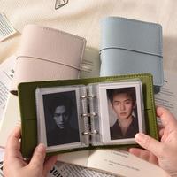 Album photo en similicuir avec pochettes, 25 feuilles, 50 pages, mini album rechargeable à feuilles mobiles, classeur transparent à 3 anneaux pour cartes photo