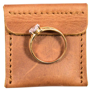 Vintage genuine leather wedding ring bag, engagement ring <b>box</b>, travel diamond ring <b>storage</b> bag, earring and bracelet bag, - Product Image 3