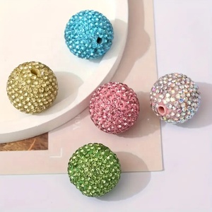 Perles en argile acrylique Bubblegum de 20 mm, perles de sucre, perles de bijoux pleines et denses, perles rondes en cristal avec trou, perles en strass pour stylos et bijoux - Product Image 1