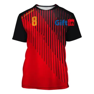 Groothandel Nieuw Seizoen Voetbalshirts Zwart Rood Thailand Kwaliteit Volledig Bedrukt T-Shirt Sport Team Uniform Voetbal Jersey