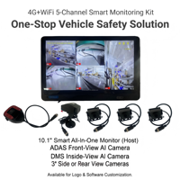 Caméra embarquée 4G Wifi 1080p HD avec écran 10,1 pouces, système de surveillance 5 en 1 pour la sécurité du véhicule, dotée de ADAS, DMS et BSD