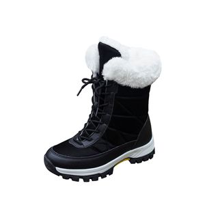 Bottes de neige d'hiver pour femmes, fourrées, mi-mollet, à lacets, imperméables, antidérapantes, à semelle épaisse, chaudes, pour l'extérieur - Product Image 5