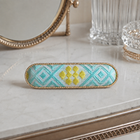 Barrette unique d'inspiration ethnique pour femme, en tissu tissé traditionnel, dorée, accessoire capillaire tendance