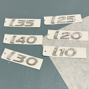 Emblème de voiture, logo 3D, autocollants de carrosserie en ABS pour <span class=keywords><strong>I10</strong></span>-I40/<span class=keywords><strong>N</strong></span> <span class=keywords><strong>LINE</strong></span> - Argent Noir, finition brillante de haute qualité, décoration et protection - Product Image 1