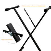 Support de clavier en X simple K-704-2B à 10 positions avec mécanisme de verrouillage rapide, hauteur réglable de 37 à 94 cm, en caoutchouc et métal, fabriqué à Taïwan