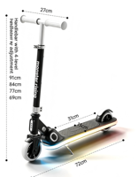 Trottinettes pour enfants, trottinettes à 3 roues, trottinettes avec musique et lumière, hauteur réglable, pliables