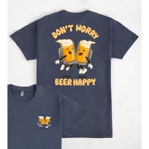 Maglietta promozionale Don't Worry Beer Happy, blu navy, girocollo - Product Image 1