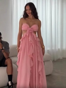 Abito Vintage in Chiffon Antistatico con Balze e Spacco, Lunghezza Tubo, per <span class=keywords><strong>Vacanze</strong></span> <span class=keywords><strong>Invernali</strong></span> - Product Image 6