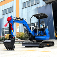 Mini-excavatrice compacte EPA Euro 5 de 2 tonnes avec moteur Kubota, cabine fermée et pince à griffes pour jardin, à vendre