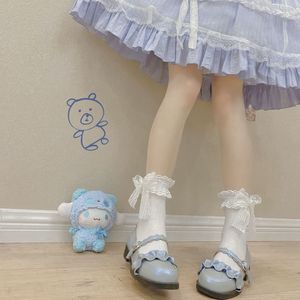 Lolita Lace Trim Mid Calf <b>Socks</b> 120D Thin Breathable Solid Color Women's Summer Spring Autumn <b>Socks</b> - Product Image 1