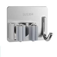 CANWAY 2 pièces, support mural robuste en acier inoxydable avec 1 étagère et 1 crochet pour balais et serpillères, pour la maison, la cuisine, le jardin, la buanderie