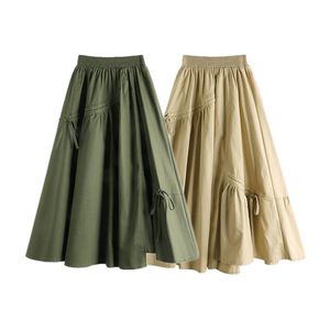Women's Breathable Summer Silk Chiffon Umbrella Skirt High Waist Drawstring <strong>Bow</strong> Solid Medium Long Irregular New <strong>Large</strong> Swing - Product Image 1