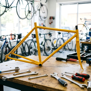 Cadre de vélo de route vintage Worldcycle HL30CRMO 700C en acier chromoly CRMO jaune brillant, fourche, vélo à vitesse unique, à pignon fixe, personnalisé - Product Image 6