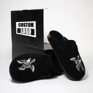 Classic Design Custom Clogs Soft Clog Suede Leather Shoes For Women Men Anti Slip Cork Insole Slippers Mules Cork Clogs