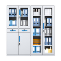 Armoire Métallique de Bureau Haute avec 2 Tiroirs, Classeur de Rangement en Acier