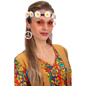 Set Hippie con Fascia per Capelli, Occhiali e Orecchini per Adulti - Product Image 1