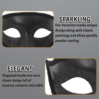 Masque de bal masqué rétro pour homme, style vénitien, grec, romain (noir) - Masque de fête réutilisable et écologique pour adulte, idéal pour les anniversaires