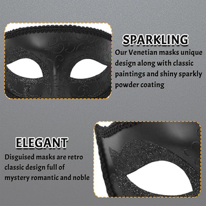Máscara <span class=keywords><strong>de</strong></span> Baile <span class=keywords><strong>de</strong></span> Máscaras Estilo Griego Romano Veneciano Retro para Hombre (Negra) - Máscara <span class=keywords><strong>de</strong></span> Fiesta <span class=keywords><strong>Reutilizable</strong></span> Ecológica para Adultos para Cumpleaños - Product Image 3