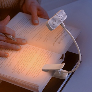 Flexible Yellow Reading Lamp Clip-On Foldable Smart Rechargeable LED Book <b>Light</b> Portable Amber Plastic Body for Living Room Use - Product Image 2