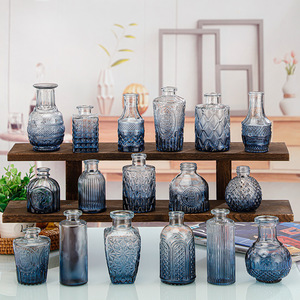 <span class=keywords><strong>Vase</strong></span> bourgeon en verre de couleur bleue peinte ensemble de 24 petits vases pour fleurs - Product Image 4