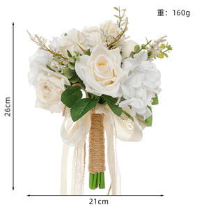 Bouquets de mariage de Roses artificielles <span class=keywords><strong>Champagne</strong></span> blanc pour la mariée et les demoiselles d'honneur Tissu Décoration de mariage de Noël et de remise des diplômes - Product Image 2