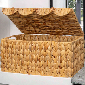 Boîte à mouchoirs artisanale en jacinthe d'eau, style artisanal, faite à la main, directement de l'usine, paniers de rangement en osier pour cuisine, chambre et bureau - Product Image 3