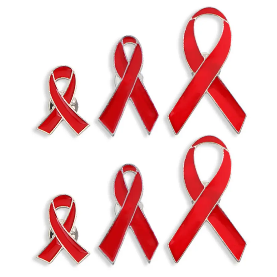 Gift Ribbon Reversspelden Klaar Om Rode Roze Linten Te Verzenden Om Het Bewustzijn Van Hiv/Aids Preventie Non-Profit Pin Badge Embleem Te Vergroten