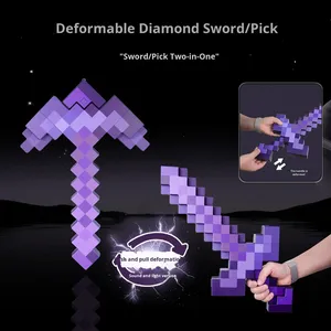 Épée et <span class=keywords><strong>pioche</strong></span> <span class=keywords><strong>diamant</strong></span>ées 2-<span class=keywords><strong>en</strong></span>-1 transformables avec sabre laser et accessoires de jeu d'arc et de flèches <span class=keywords><strong>en</strong></span> ABS pour jouets - Product Image 3