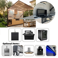 Gabinetes de Cocina Exteriores Personalizados de Acero Inoxidable 304, con Puerta Electrohidráulica, Resistentes al Fuego y a la Intemperie, para Parrilla de Carbón