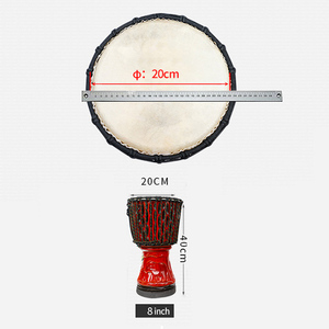 8'' Wooden Leather <strong>Djembe</strong> African <strong>Drum</strong>(Craved)- 2
